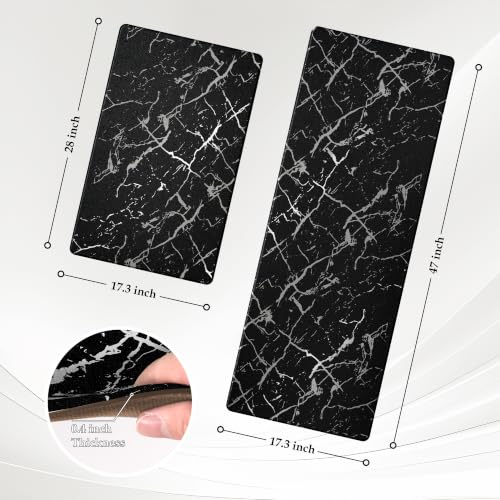 Silver Foil Stamped Marble Kitchen Mats (18.03 sq ft Count)
