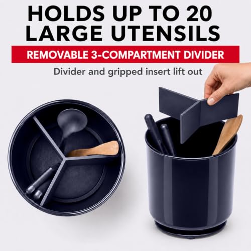 Plastic Large Rotating Navy Blue Kitchen Utensil Holder Countertop Caddy