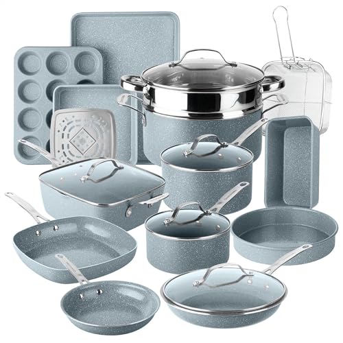 Ceraluxe 20Pc Pots and Pans Set Non Stick Ceramic Cookware Set
