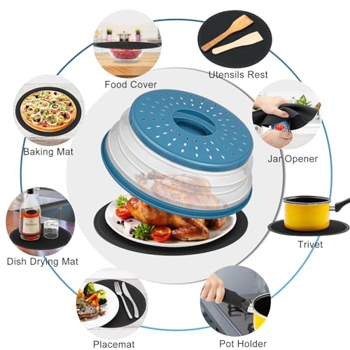 2 in 1 WENWELL Microwave Splatter Cover for Food & Mat (2 Count)