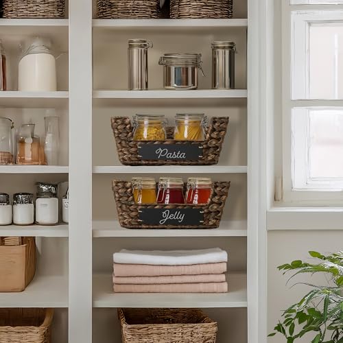 Set of 2 Water Hyacinth Pantry Baskets with Handles (2 Count)