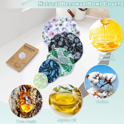 5Pcs Reusable Beeswax Elastic Bowl Covers for Bread Proofing and Food Cover (5 Count)