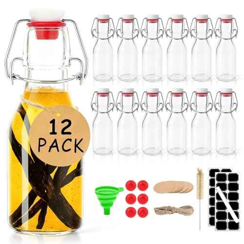 12pack 4oz Swing Top Glass Bottles with Airtight Lids for Vanilla