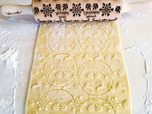 Embossing Rolling Pin for Christmas Cookies