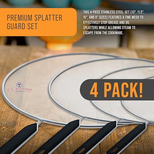 4 Piece Stainless Steel Splatter Guard Set