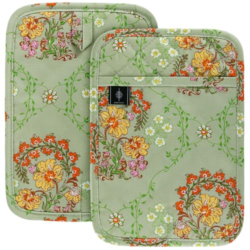 Pot Holders for Kitchen Heat Resistant Hot Pads for Countertops Oven Pot Holders Cotton Potholders for Kitchen Cooking Baking (2 Count)