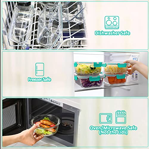 8 Pack 30 oz Glass Food Storage Containers with Lids (8 Count)