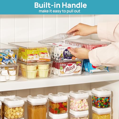 12pcs Clear Stackable Storage Bins with Lids (12 Count)
