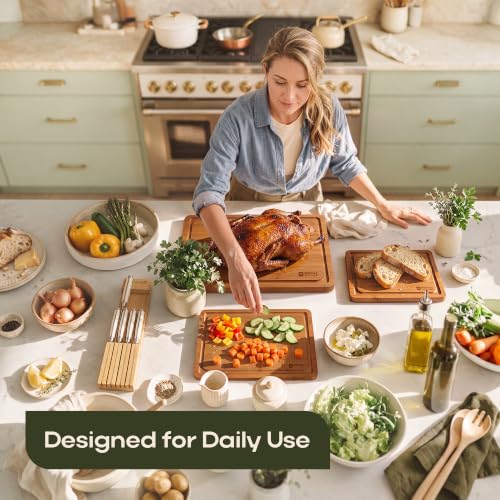 Wooden Cutting Boards for Kitchen Meal Prep & Serving (3 Count)