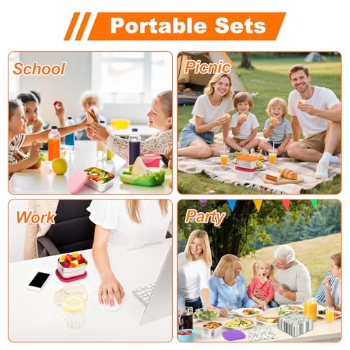 4 Pack Stainless Steel Kids Snack Containers with Lids (4 Count)