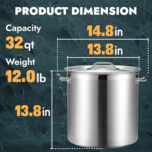 20 Quart Large Stock Pot with Lid