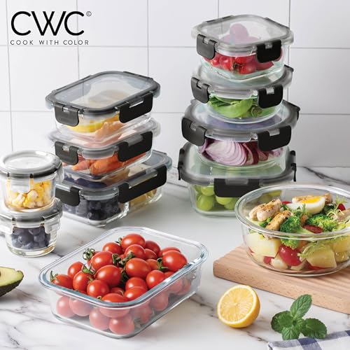 Premium 32 Pc. Borosilicate Glass Food Container Set with Dividers