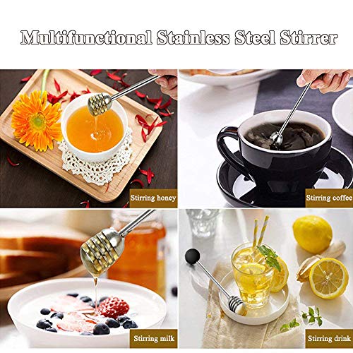 Stainless Steel Honey Dipper Stick 6.3 Inch Honey Wand Server for Honey Pot Dispense Drizzle Honey