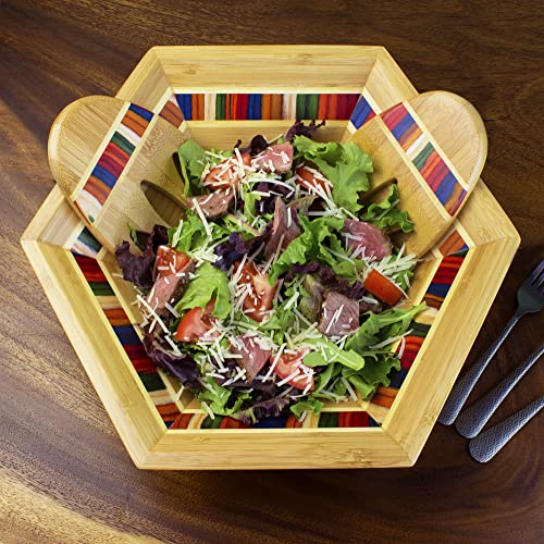 Baltique Marrakesh Collection 14" Salad Serving Bowl with Salad Hands