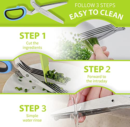 Herb Scissors with 5 Blades & Cleaning Kit
