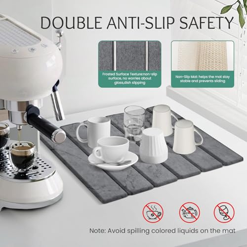 Stone Dish Drying Mat Collapsible Diatomaceous Earth Absorbent Mat Quick Dish Drying Pad Dish Rack Pad Match Any Counter to Multiple Usage for Kitchen