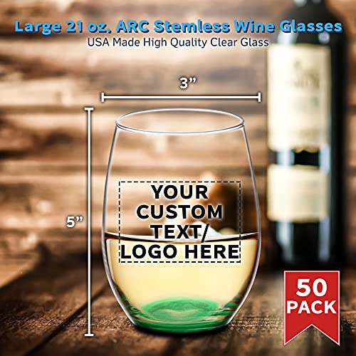 50 ARC Stemless Wine Glasses Set (50 Count)
