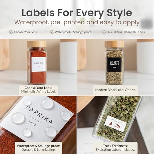 Glass Spice Jars with Label (24 Count)