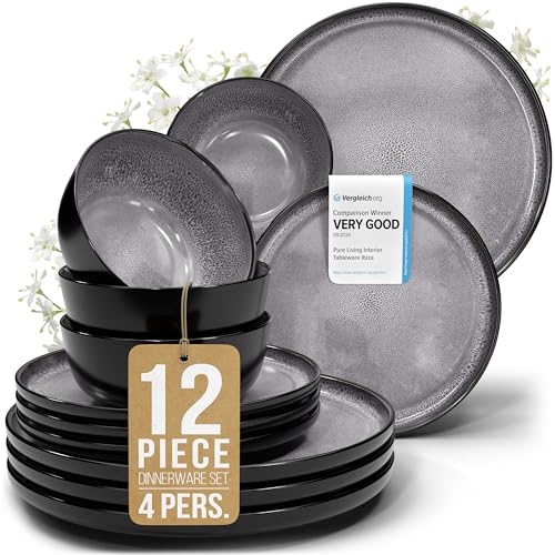 12 Piece Stoneware Dinnerware Set for 4 (12 Count)