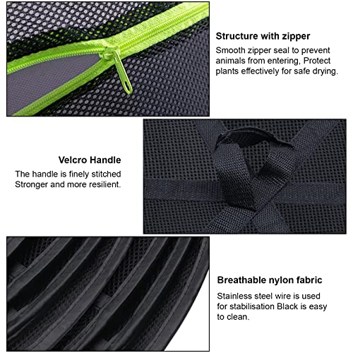 4 Layer Herb Drying Rack Hanging Mesh Plant Dry Net Basket for Herbs Plants Flower Vegetables Spices Fish Food with Green Zippers