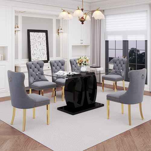 63" Glass Dining Table Set for 6