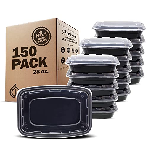 Meal Prep Containers [150 Pack] 1 Compartment Food Storage Containers with Lids (150 Count)
