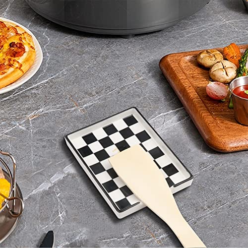 Spoon Rest Ceramic Spoon Rest for Kitchen Counter Dishwasher Safe Marble Decor Spoon Holder for Kitchen