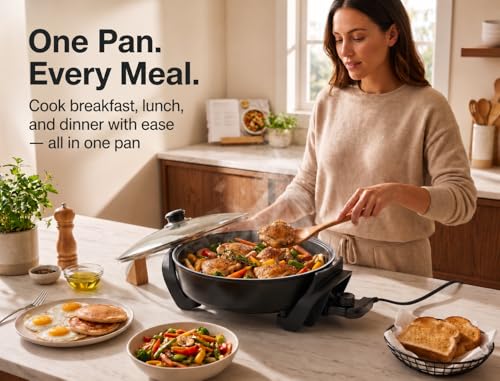 Round Electric Skillet with Lid