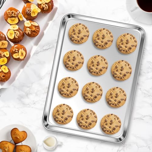 4 Pack 9 x 13 Inches Stainless Steel Quarter Sheet Baking Pan Set (4 Count)
