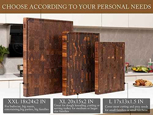 X Large Walnut Wood End Grain Cutting Board 20x15x2" Butcher Block