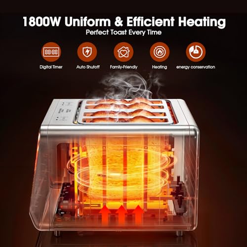 4 Slice Toaster with Dual Digital Smart TouchScreen & Independent Control Panel