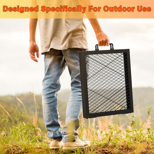 Foldable Rectangular Heavy‑Duty Steel Fire Pit Cooking Grate