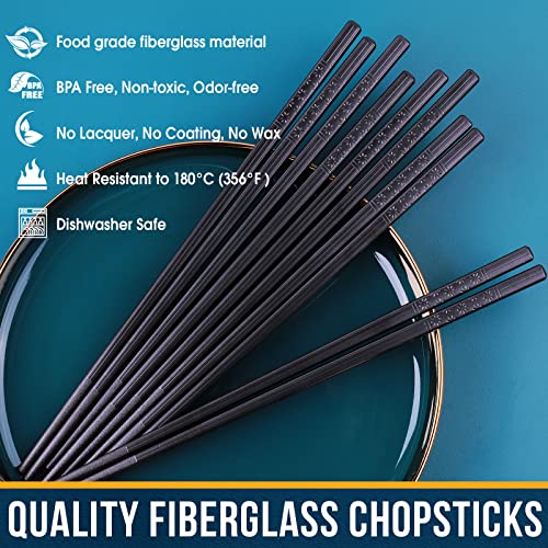 Chopsticks fiberglass Reusable chop sticks 5 Pairs