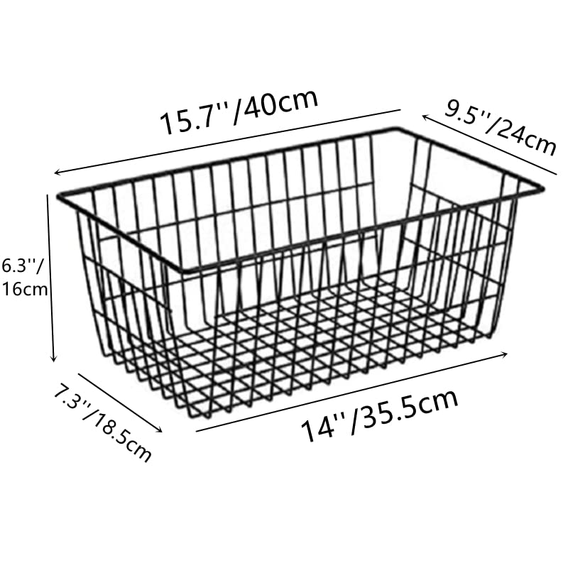 Farmhouse Large Wire Organizer Storage Bins Freezer Food Storage Basket for Kitchen Cabinets (2 Count)