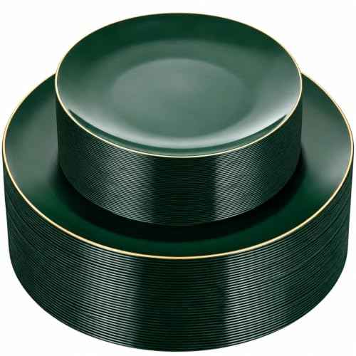 60PCS Green Plastic Plates (60 Count)