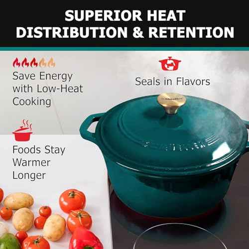 MUELLER HOME 7.5 QT Enameled Cast Iron Dutch Oven