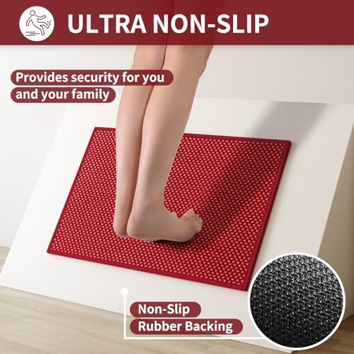 Kitchen Rugs Kitchen Mats for Floor Non Slip Washable Red 17"x30"