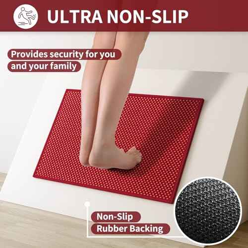 Kitchen Runner Rugs Non Slip Washable Long Kitchen Mats Red 17"x59"