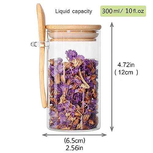 Glass Jar with Bamboo Lid and Spoon (3 Count)
