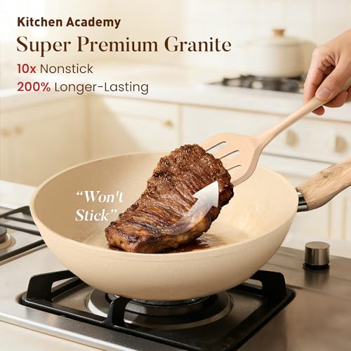 Beige Pots and Pans Set Non Stick