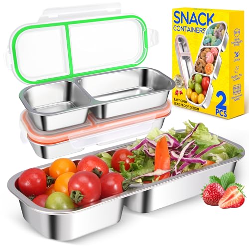 2 Pack Stainless Steel Snack Containers (2 Count)