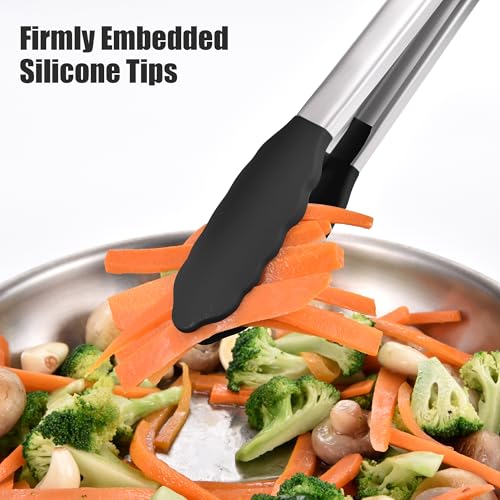 Kitchen Tongs with Silicone Tips for Cooking Serving