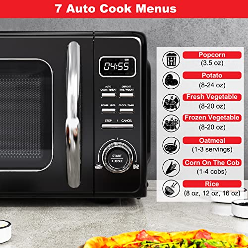GLCMKZ11BKR10 Retro Countertop Microwave Oven with Auto Cook & Reheat