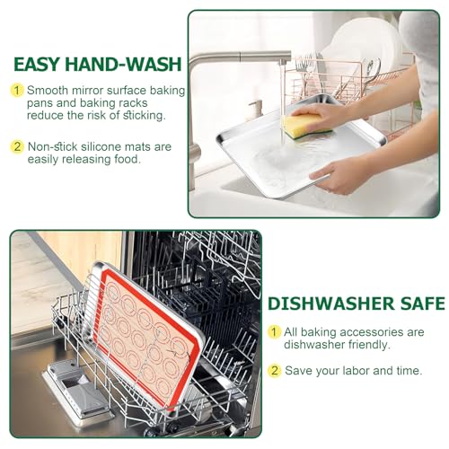Stainless Steel Baking Sheet Pan with Rack & Mat (9 Count)