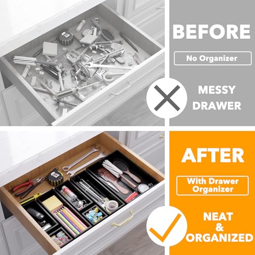 7 Piece Bamboo Drawer Organizer Storage Boxes Set