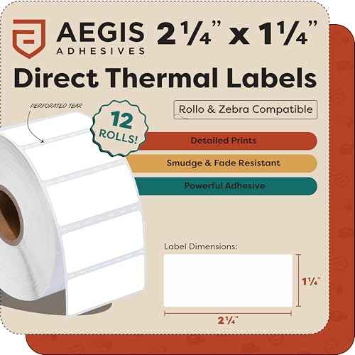 2.25" X 1.25" Direct Thermal Labels (12 Count)