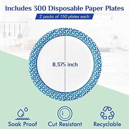 8.375 Inch Disposable Paper Plates (300 Count)