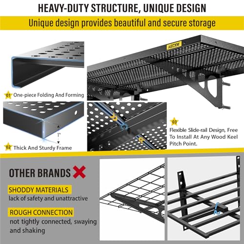 4 Pack 1.64x4ft Adjustable Garage Wall Shelving 1120lbs Load Capacity Heavy Duty Wall Mounted Storage Shelf Metal Floating Shelves for Garage (4 Count)