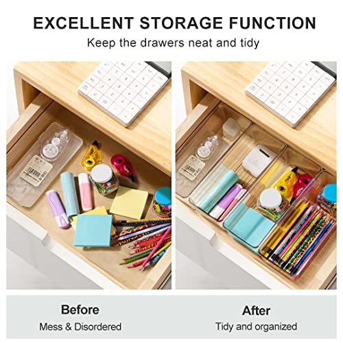 8 Pack Clear Plastic Drawer Organizers Set