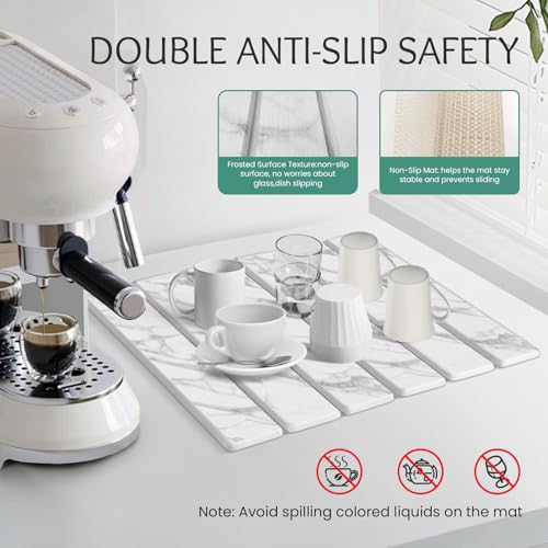 Stone Dish Drying Mat Collapsible Diatomaceous Earth Absorbent Mat Quick Dish Drying Pad Dish Rack Pad Match Any Counter to Multiple Usage for Kitchen